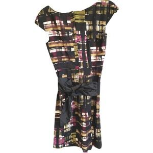 Corey P Abstract Print Cap Sleeve‎ Sheath Dress with Sash Belt Multicolor Size 4